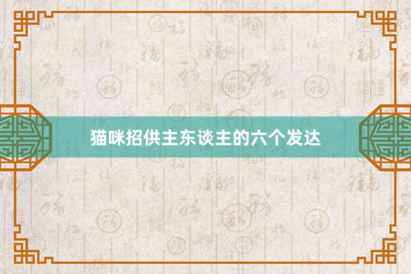 猫咪招供主东谈主的六个发达